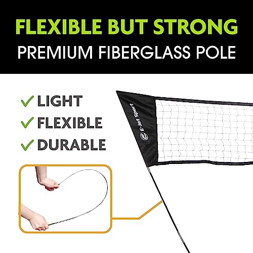Badminton Net, Portable & Instant Setup (Tool Free Assembly) - Backyard Fun, Beach Park Picnic Outdoor Games, Green, 5.1 x...
