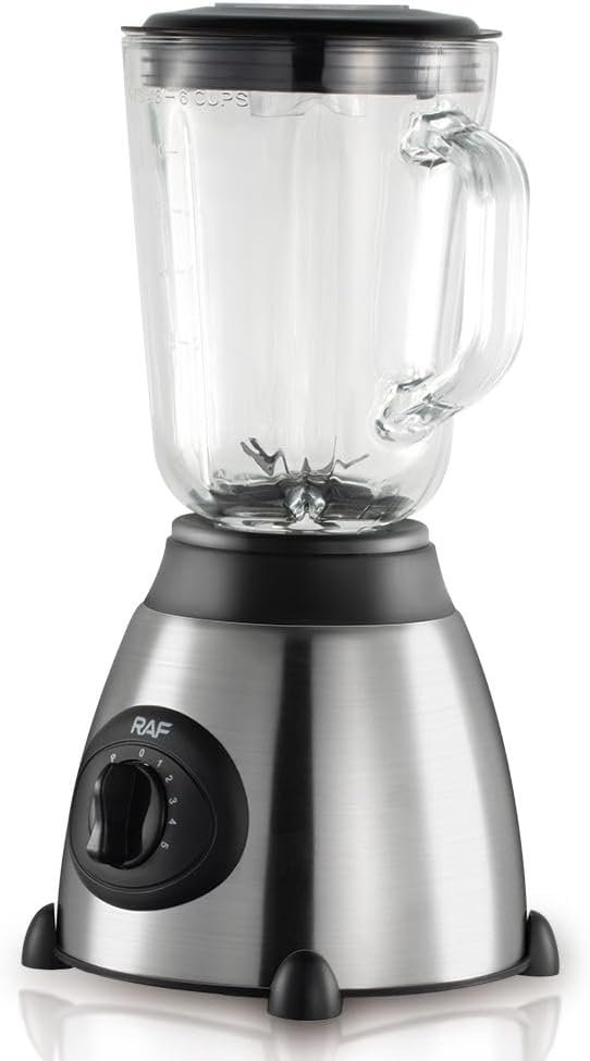 RAF Professional Electric Blender, 1000W Motor, 1.5L Glass Jar, Stainless Steel 6-Blade System, 12000RPM Power, BPA Free