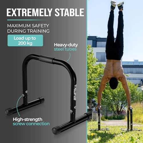 PULLUP & DIP Fitness Parallettes, Medium Parallette Bars For Calisthenics, Crossfit & Gymnastics, Handstand Bars With Extr...