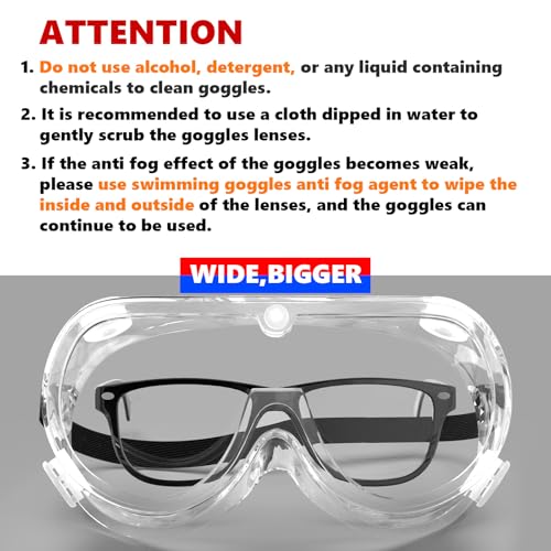 Super More Anti-Fog Protective Safety Goggles Clear Lens Wide-Vision
