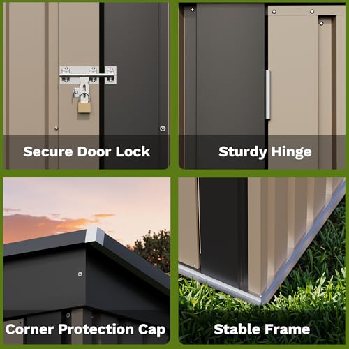 Patiowell 5x3 FT Outdoor Storage Shed, Tool Shed with Sloping Roof and Lockable Door, Metal Shed for Backyard Garden Patio...