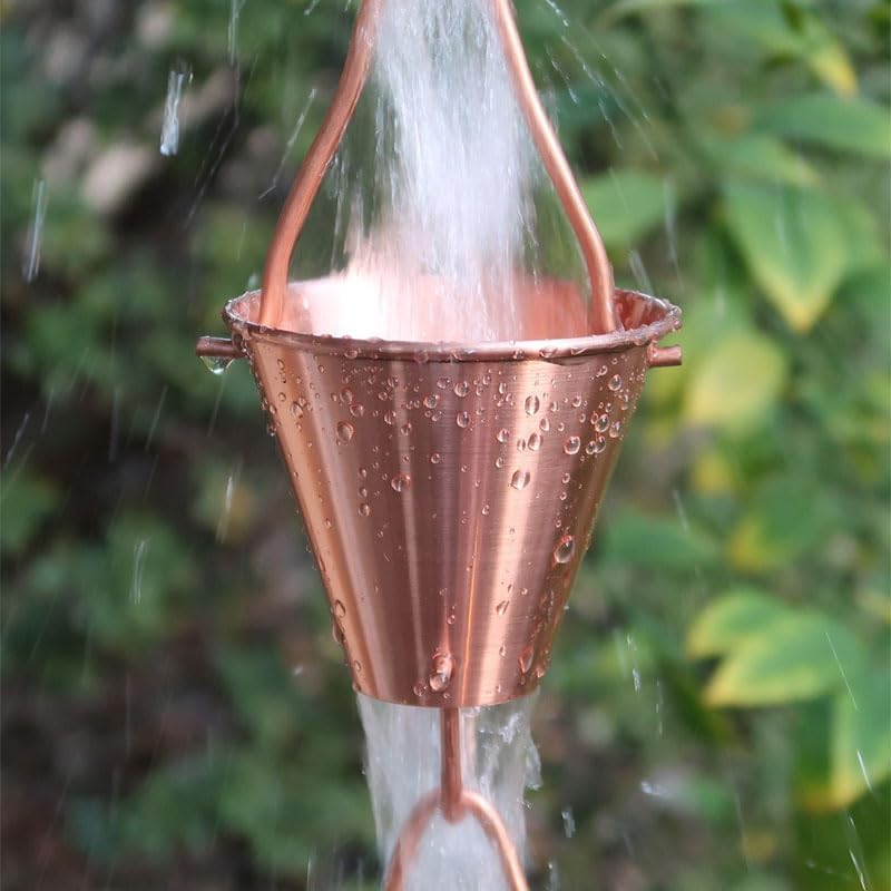 Nutshell Stores Steel Cups Rain Chain - Copper Plated - 16 Feet