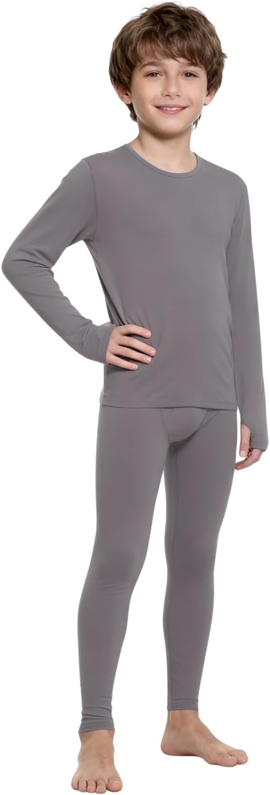 Bodvera Thermal Underwear for Kids，Boys Fleece Lined Base Layer Long Johns Thermals Top and Bottom Set for Winter Skiing
