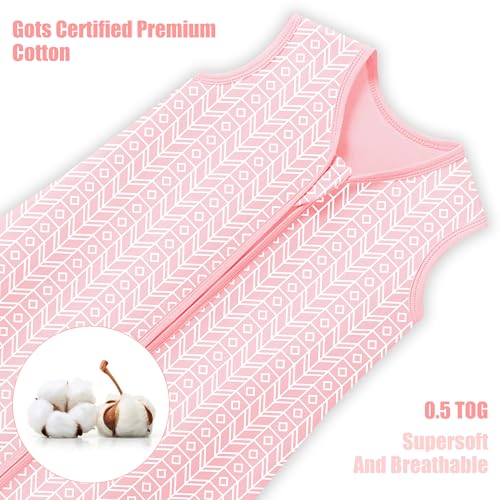 SWEET DOLPHIN 3 Pack Baby Sleep Sack - 100% Cotton 2-Way Zipper TOG 0.5 Infant Wearable Blanket, Newborn Essentials