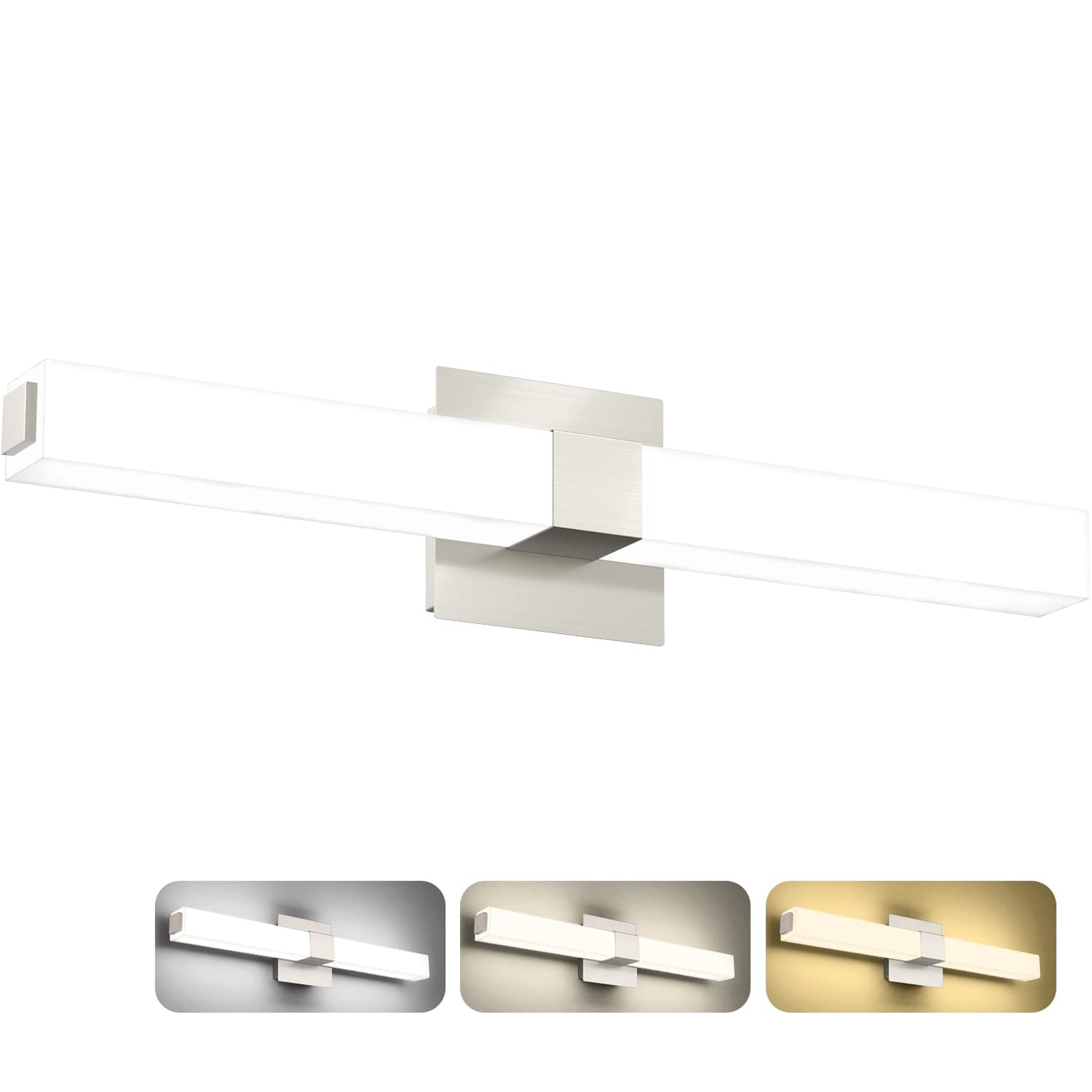 ZUZITO 32 Inch Brushed Nickel LED Bathroom Vanity Light - 3CCT Dimmable, Model S16001-810mm-3C