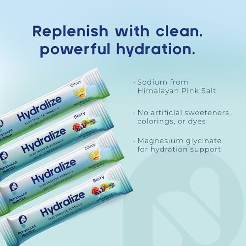 Paramount Nutrition Hydralize Electrolyte Powder Packets - Fast Hydration with Essential Electrolytes - Zero Sugar, Natura...