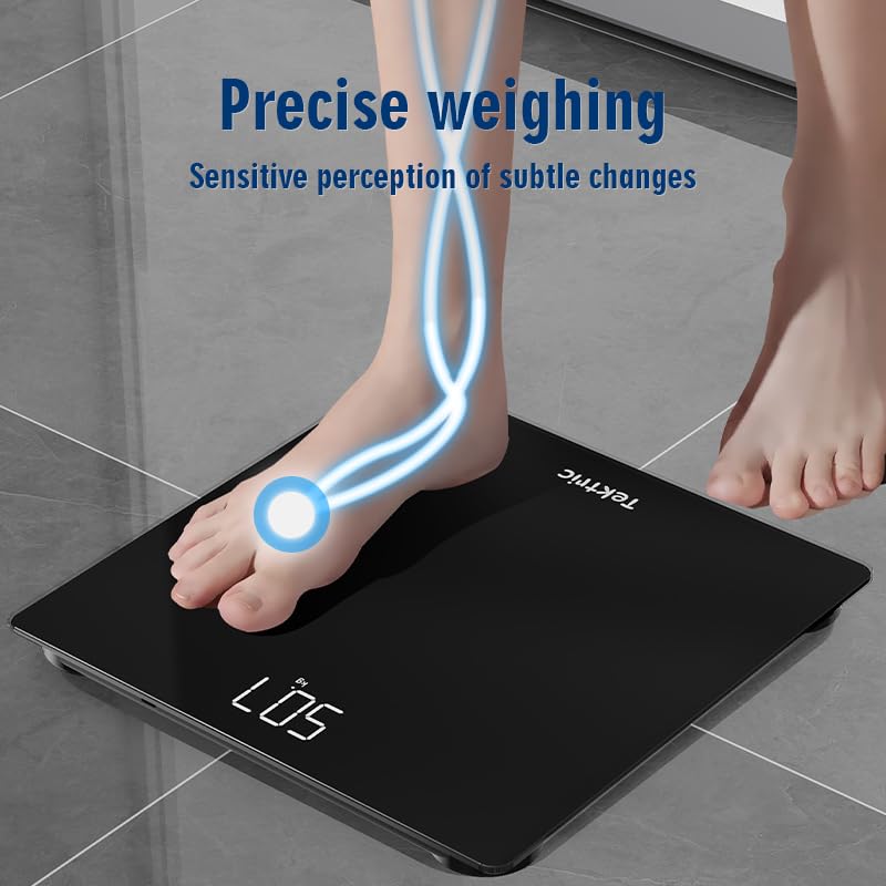 Digital Bathroom Scale for Body Weight - Rechargeable Weight Scale for People with LED Display, KG/LB, 400 lb Capacity, St...