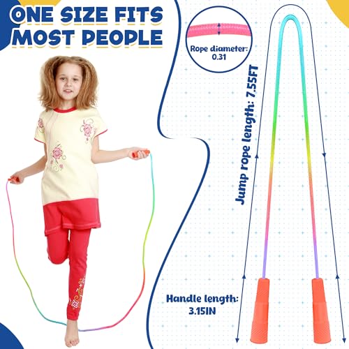 ZATAYE Kids Jump Rope, Colorful Gradient Nylon Skipping Ropes for Children, 7.55FT Adjustable Length, Plastic Handles, Lig...