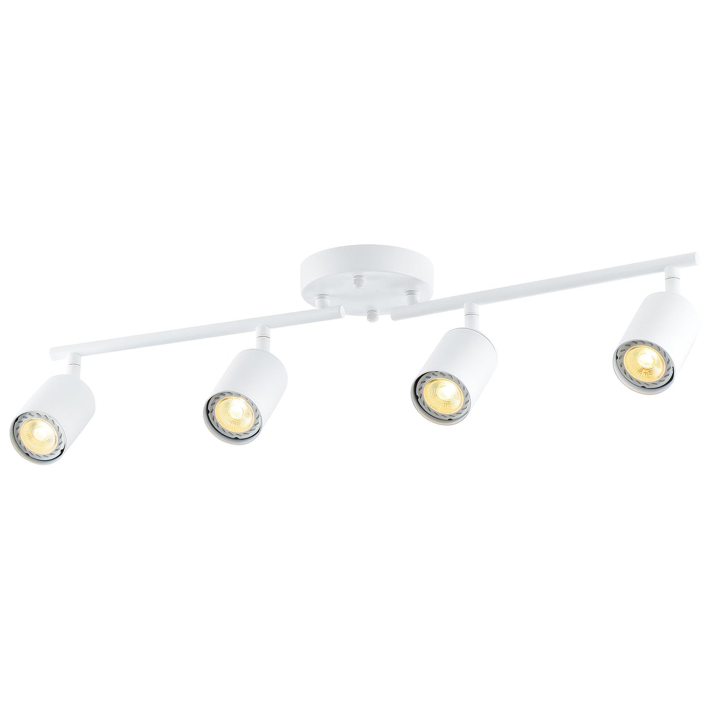 Vonluce 4 Light Track Light Fixture  Led Track Lighting Kit With Rotatable Track Heads  3-Color Gu10 Bulbs Included  Modern Ceiling Spotlight For Kitchen Office Closet Studio Bedroom  White