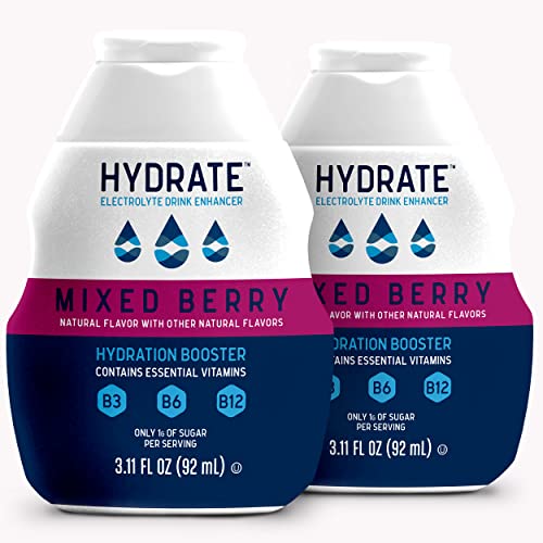 hydrate Electrolyte Liquid Drink Enhancer Drops, Low Sugar, Low Calorie, Natural Flavor Hydration Mix with Essential Vitam...