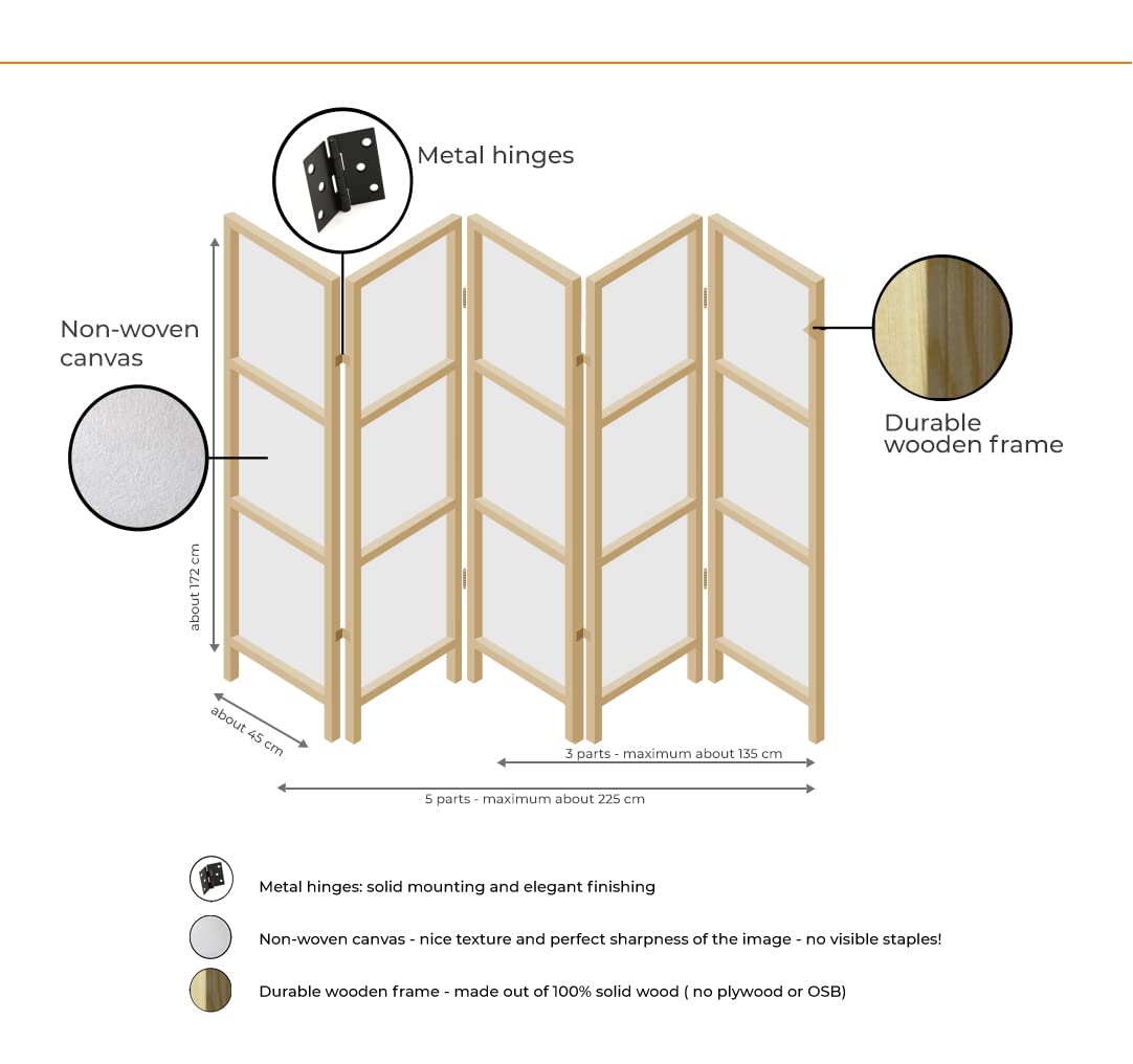 artgeist Japanese Room Divider XXL Spa Zen Oriental 90 x 67 in - 5 Panel Folding Screen Japan Design Home Decoration Art Deco p-C-0016-z-c