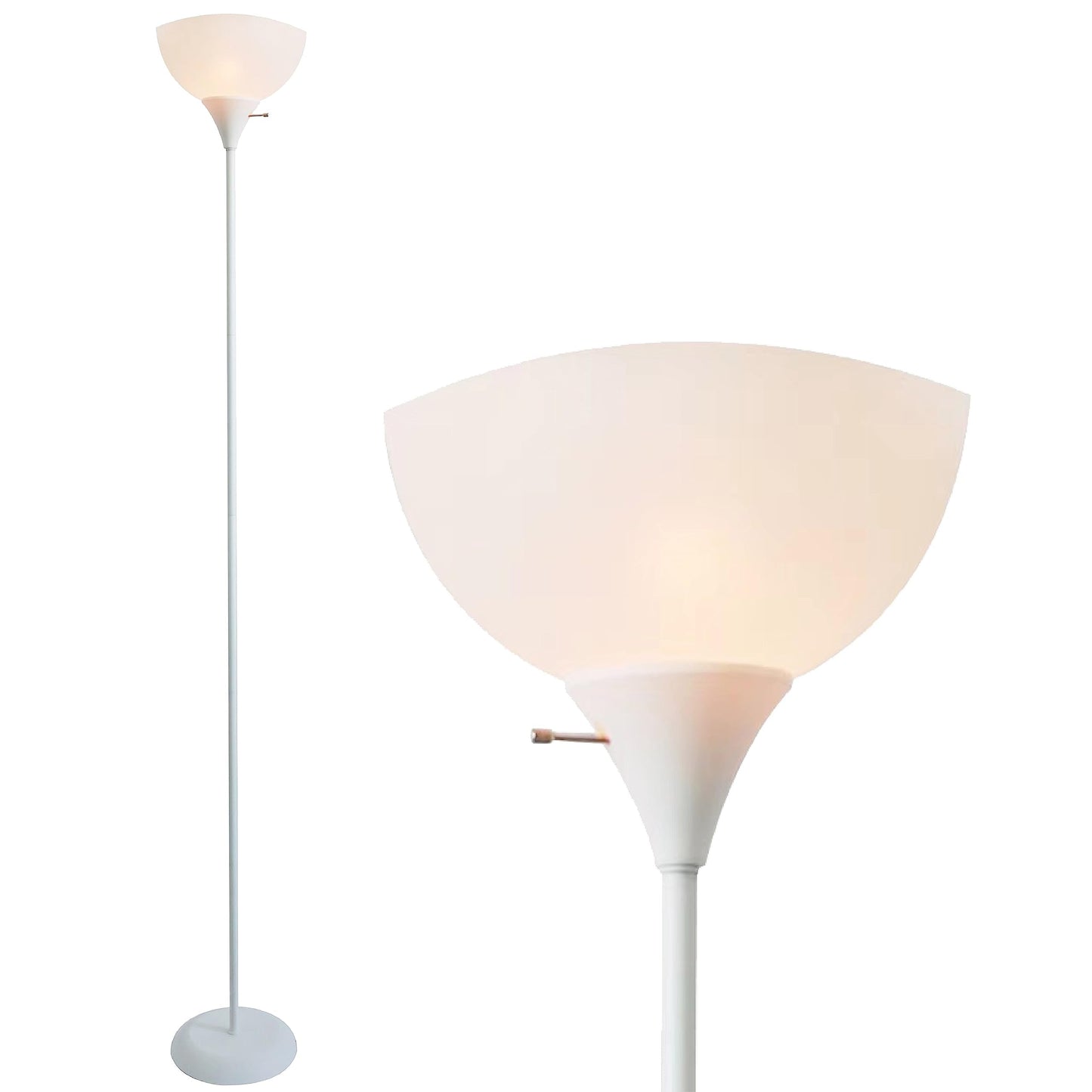 Newhouse Lighting Joey 71-Inch White Torchiere Floor Lamp - Durable Plastic For Home & Office, Model Nhfl-Jo-Wh