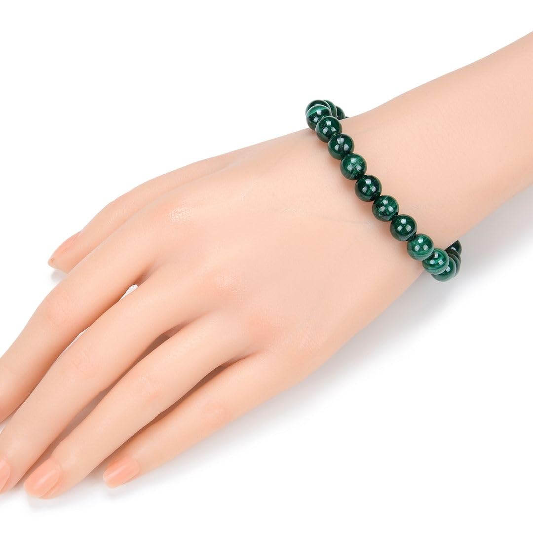 Adabele Real Natural Green Malachite Bracelet Gemstone Beaded Bracelet 7.5 inch Stretch Chakra Healing Crystal Stone Jewelry Wom