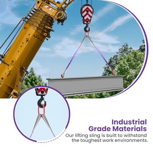 Vigtayue 2 PCS Lifting Slings Straps with Hooks - 3.3 FT, 4409LB Pounds Capacity, Polyester Bridle Sling, Heavy Duty Two L...