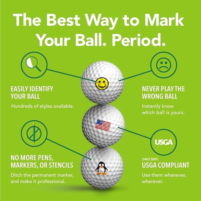 Golfdotz - USGA Rule Conforming Golf Ball Markers, Golf Ball Stickers for Marking Balls, No More Smearing from Stamps, Gifts for Golfers, Dads, and Retirees, (Tropical Collection; 18-32 Count)