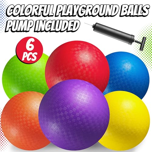 8.5 Inch Playground Balls Dodgeballs for Kids & Adults - (Pack of 6) Inflatable Rubber Indoor Outdoor Bouncy, Kickballs, F...