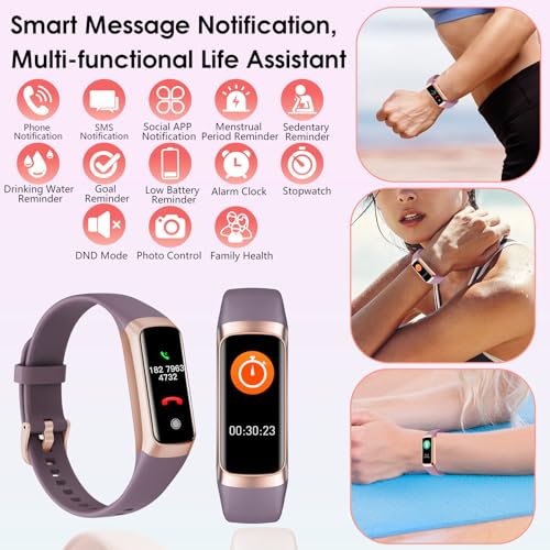 Fitness Tracker, 24/7 Heart Rate Blood Oxygen Blood Pressure Body Temp Monitor Sleep Calorie Tracker with 1.1" AMOLED Touc...