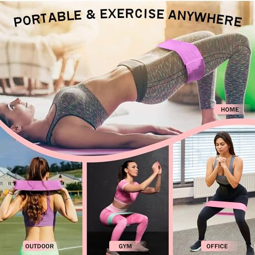 KANGFITER Non-Slip Fabric Resistance Bands for Working Out, Loop Exercise Bands for Booty Leg, Butt, Glute, Stretch Workou...