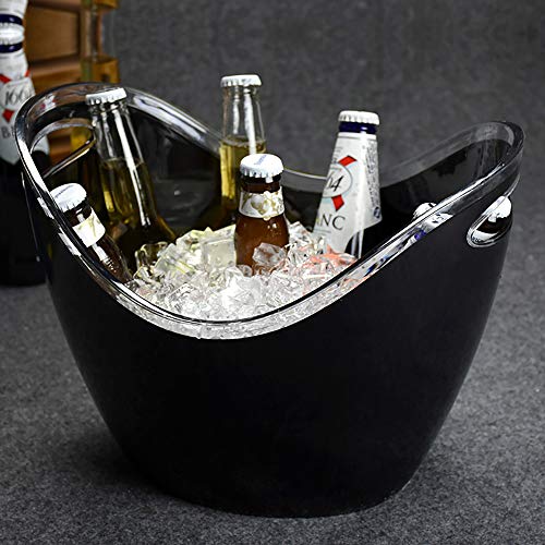 Yesland Ice Bucket, 3.5 L Black Plastic Party Bottle Chiller - 10.5 x 8 x 7-3/4 Inch Ice Beverage/Storage Tub - Perfect fo...
