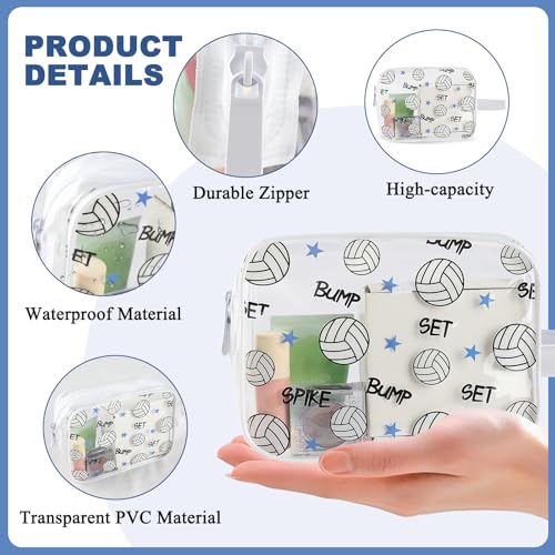 Lebaley 16PCS Volleyball Team Gifts Cosmetics Bag - PVC Clear Portable Makeup Bags Organizer 7 x 5.5 x 1.7 '' Waterproof S...