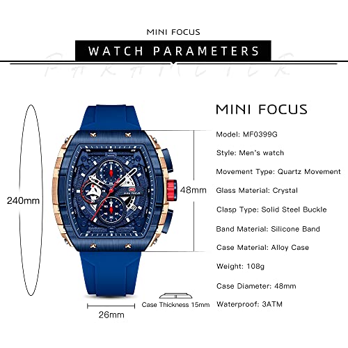 Mini Focus Men's Watch Fashion Sport Wrist Watches (Chronograph/Waterproof/Luminous/Calendar) Silicon Strap Quartz Watch f...