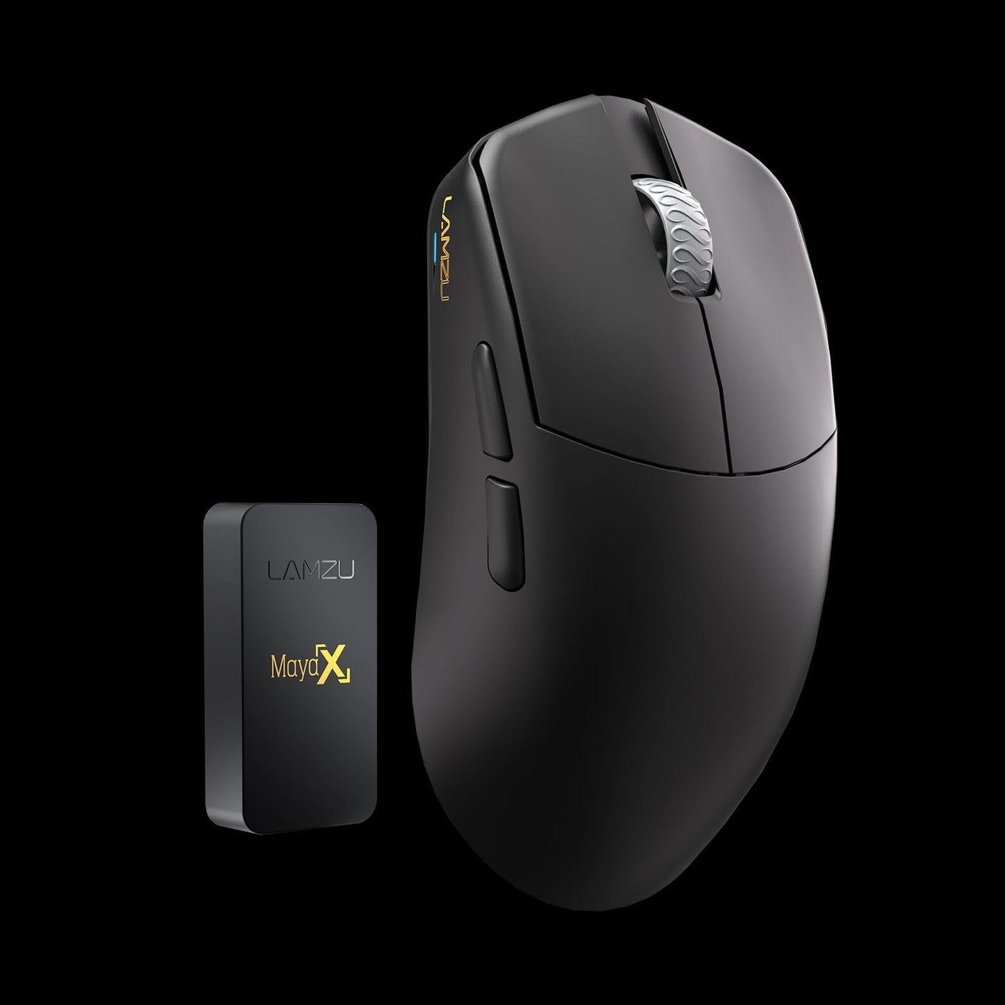 Lamzu Maya X Wireless Gaming Mouse, Ultra Lightweight 47g, Optical Switch, Maximum 30000 DPI, Symmetrical, MCU Nordic 52840, Dust-Proof Encoder, PAW3950 Sensor(Larger Maya) (Black)