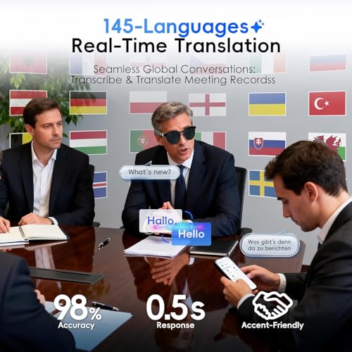 GetD 2026 New AI Glasses for Men & Women, Smart Sunglasses Powered by ChatGPT with 145-Language Translation, Bluetooth 5.4...