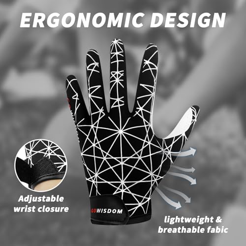 hisptgo Youth Football Gloves, Sticky Silicone American Football Receiver Gloves, Super Grip Rugby Gloves Comfortable Fit ...