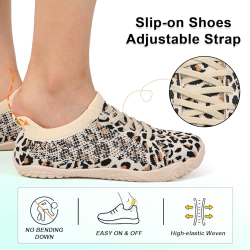 LeIsfIt Women's Barefoot Shoes Slip-On Sneakers Wide Toe Box Minimalist Shoes for Walking Hiking Trail Running