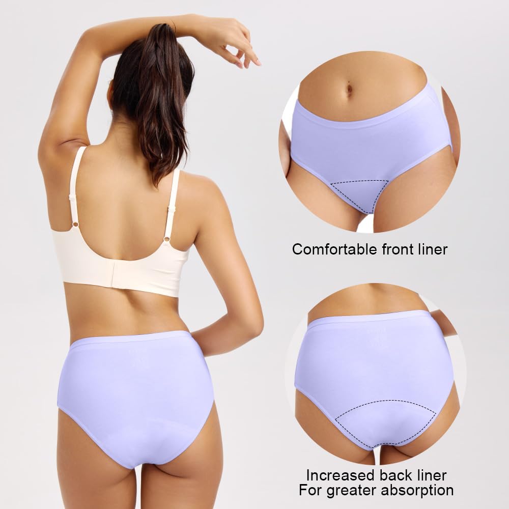 BATTEWA Mid-Waist Incontinence Underwear for Women Leak Proof Panties Protective Briefs for Bladder Control Washable Absorbency 40ML,3Pack (Large,3 Color)