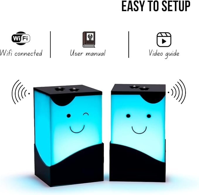 Telepathy Toddlers – Cute Long Distance Lamp for Mother's Day | No Subscription Required, Wi-fi enabled LED Touch Lamp, Distance Lights For Friendship & Long Distance Relationship (Set of 3)