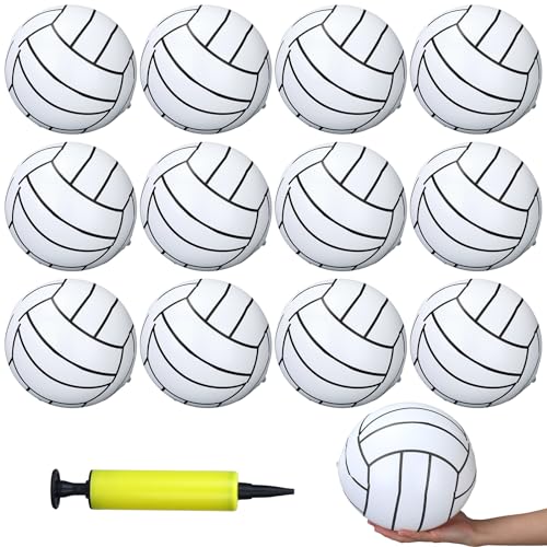 Poen 12 Pcs Inflatable Volleyball 8 Inch Water Pool Volleyball with Pump Sports Blow up Beach Balls for Adults Teenagers O...