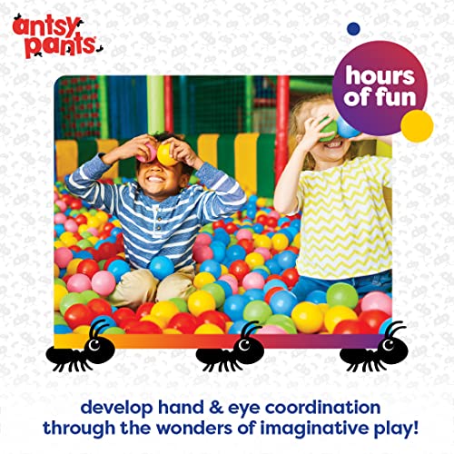 Antsy Pants 100 Ball Pit Balls, Ball Pit for Toddlers 1-3, Non-Toxic Materials, Lightweight, 5 Colors, Reusable Storage Ba...