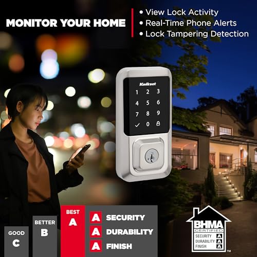 Kwikset Halo Wi-Fi Smart Lock, Keyless Entry Door Deadbolt, Geofence Auto-Unlock, Grade AAA Certified, No Hub Required Eas...