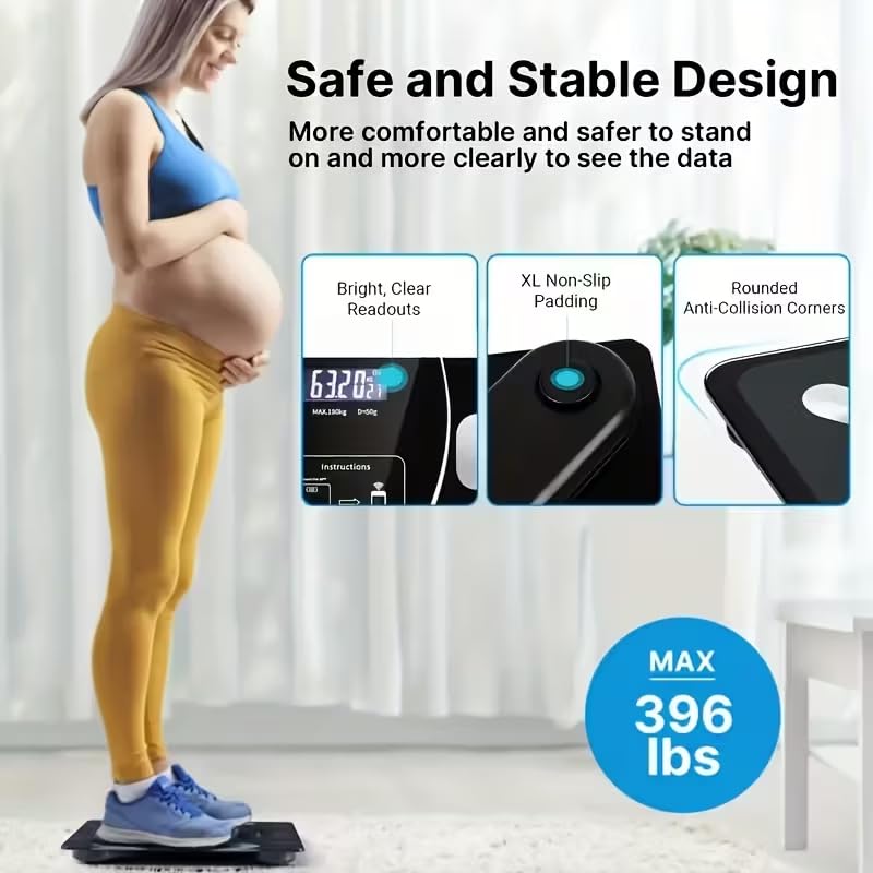 AI Scale for Body Weight and Fat Percentage, Accurate Bathroom Smart Scale with Large Display, High Precision Smart Scale ...