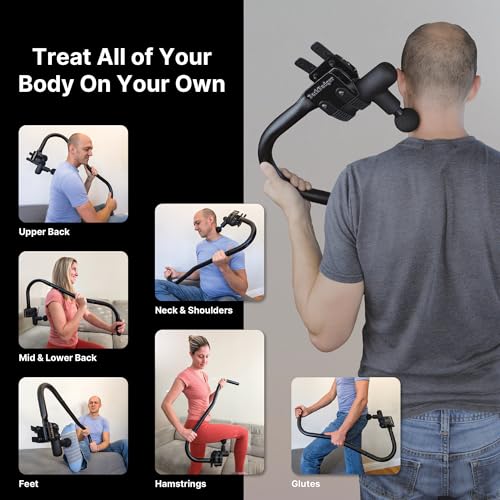 Ninefold Design BackBadger Percussive Massage Gun Holder for Back, Compatible with Most Massage Guns, for Hard to Reach Ar...