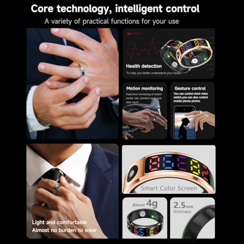 DJ.KEKAO Smart Ring with Color Screen|Track Heart Rate, Sleep, Blood Oxygen,Steps |Power|Display| Short-Form Video/Remote ...
