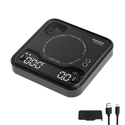 BOOKOO Coffee Scale Espresso Scale with Timer Mini Digtial Coffee Scale Rechargeable with Auto Mode Flow Rate Mode for Cof...