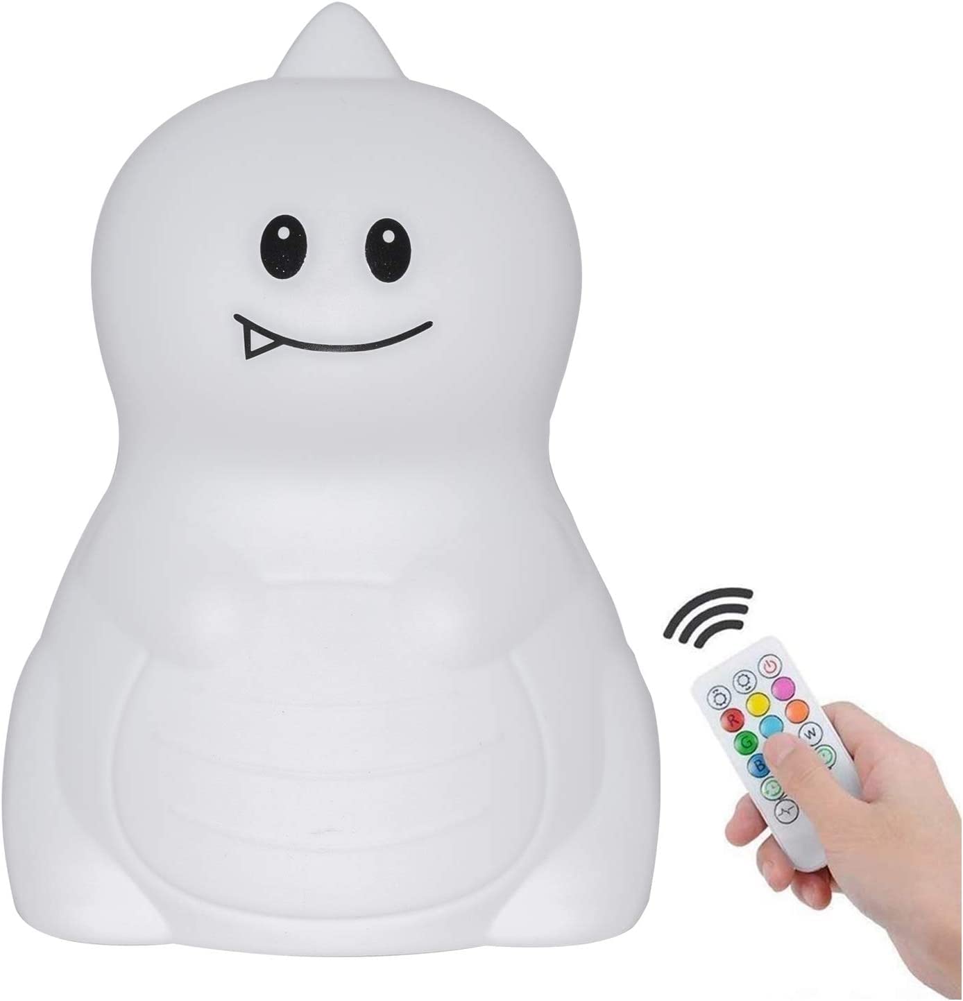 Tekemai Night Light Bedside Lamp, Adjustable Brightness & Color, Remote & Touch Control, Dinosaur Design, White - Model TC582-4