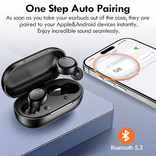 Lanteso True Wireless Bluetooth 5.3 Earbuds, 48H Playtime,Light Weight Headphones in Ear Buds Built in Mic Headset Premium...
