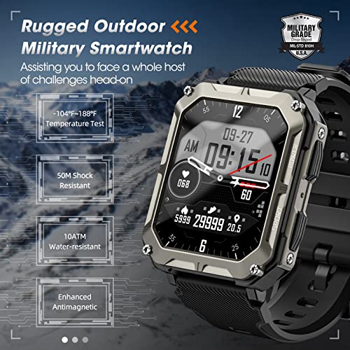 Military Smart Watches for Men(Answer/Make Call), 1.9" Outdoor Sports Fitness Tracker with Heart Rate/Blood Pressure/Sleep...