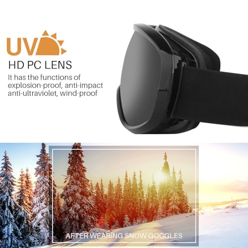 GGBuy Ski Goggles Frameless Anti-Fog Windproof OTG Design Snowboard Goggles UV400 Block Eyes Protect Lens Adult Youth