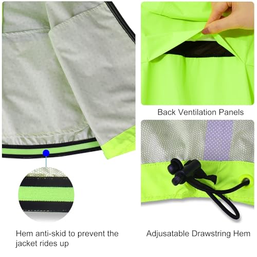 baleaf Men's Rain Jacket Waterproof Windbreaker Raincoat Running Cycling Hiking Gear Hood Lightweight Reflective Packable