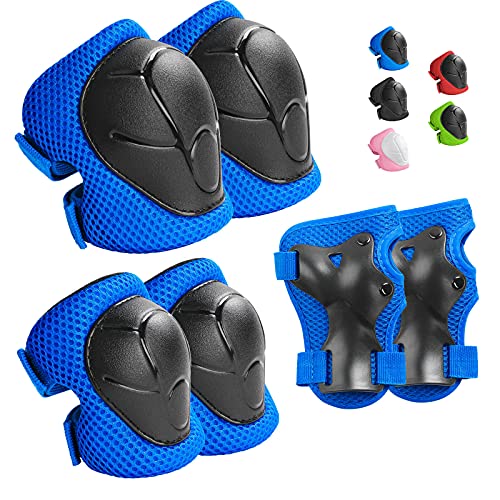 Wemfg Kids Protective Gear Set Knee Pads for Kids 3-14 Years Toddler Knee and Elbow Pads with Wrist Guards 3 in 1 for Skat...