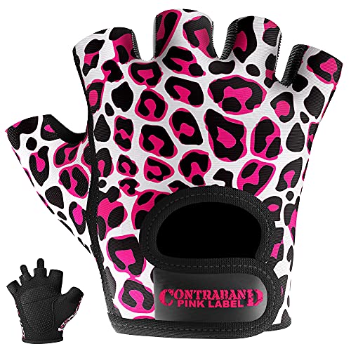 Contraband Pink Label 5297 Womens Design Series Leopard Print Lifting & Rowing Gloves (Pair) - Lightweight Vegan Medium Pa...