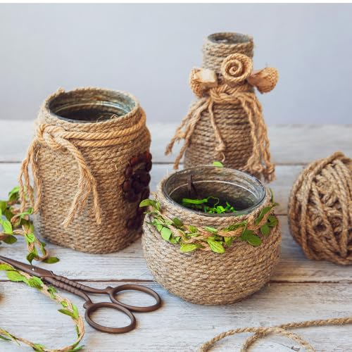 Naler 6mm Jute Rope, 82FT 4-Ply Strong Natural Twine String for Cat Scratching Post, Heavy Duty Twine String for Gardenin...
