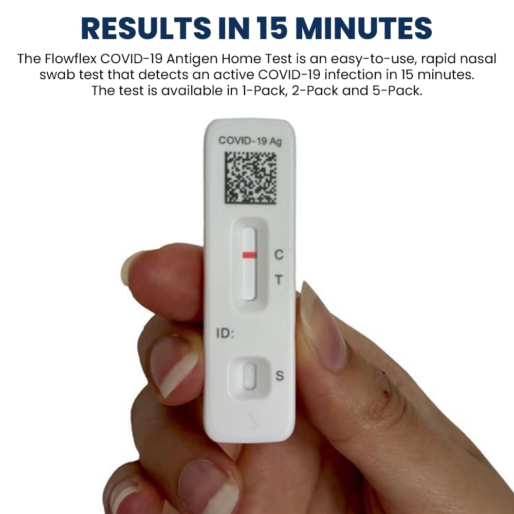 COVID Home Test Kit by Flowflex, Rapid Results in 15 Minutes, Trusted OTC COVID-19 Antigen Testing Kit, FSA and HSA Eligible, Easy to Use & No Discomfort, 1 Pack 5 Tests