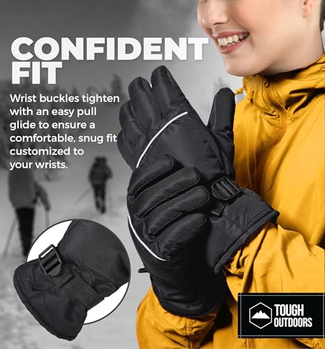 Tough Outdoors Ski Gloves for Men & Women -Thermal Snow Gloves & Waterproof Snowboarding Gloves - Warm Winter Gloves for Men