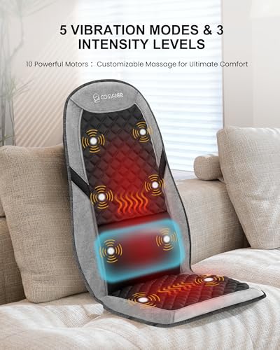 COMFIER Back Massager with Heat,Massage Chair Pad,Massage Seat Cushion with Adjustable Lumbar Support,Back Massage for Pai...