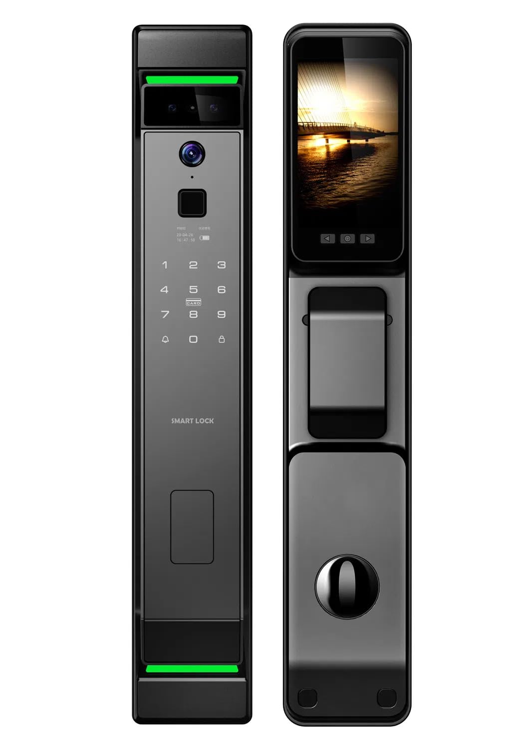 3D Face Recognition Smart Door Lock with HD Camera, Video Doorbell & Intercom – 7-in-1 Keyless Entry | Fingerprint, Palm Vein, Passcode, IC Card, Emergency Key, Tuya App Control, Easy Install | Alexa